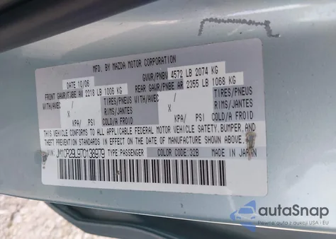 2007 Mazda Mazda5 Touring z USA, uszkodzony, nr VIN JM1CR29L970138979